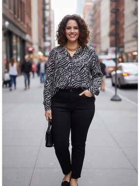 DonnKenny Woman Zebra Print Blouse 2X